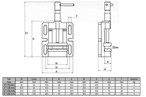 ELMAG PROFI-Maschinenschraubstock 6'/ 150 mm