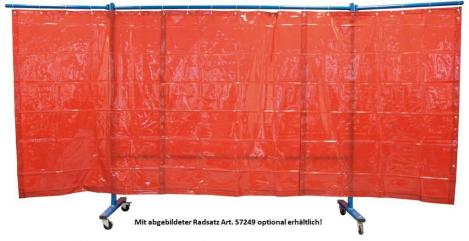 ELMAG Schweißerschutzwand 3-teilig, mit Folienvorhang, rot,