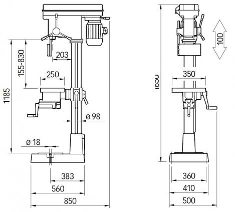 ELMAG PREMIUM Highspeed-Säulenbohrmaschine V25E PGM