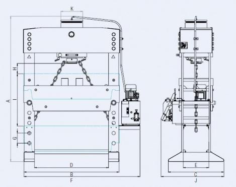 ELMAG Hydraulische Werkstattpresse PREMIUM WPMEH 100/2-K