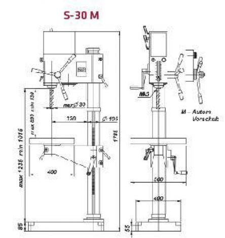 ELMAG STRANDS Getriebe-Säulenbohrmaschine S 30 M (S 28 M)