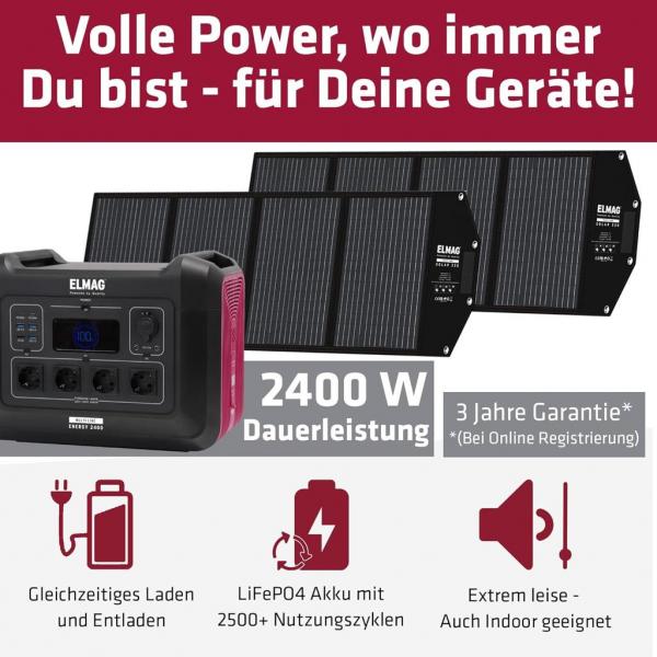 ELMAG Solargenerator-Set ENERGY 2400 + SOLAR 220 DUO ELMAG Solargenerator-Set ENERGY 2400 + SOLAR 220 DUO