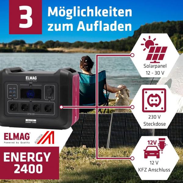 ELMAG Tragbare Powerstation ENERGY 2400 2400W, LiFEPO4 Akku mit 2232Wh ELMAG Tragbare Powerstation ENERGY 2400 2400W, LiFEPO4 Akku mit 2232Wh