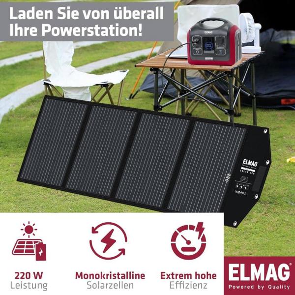 ELMAG Faltbares Solarpanel SOLAR 220 - monokristallin