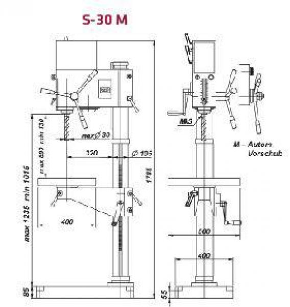 ELMAG STRANDS Getriebe-Säulenbohrmaschine S 30 M (S 28 M) ELMAG STRANDS Getriebe-Säulenbohrmaschine S 30 M (S 28 M)